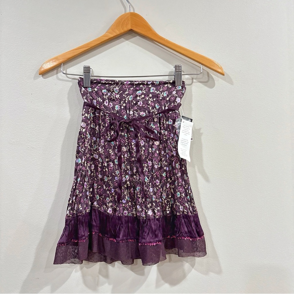Sisley Girls Floral Ruffle Skirt Size 5/6 (120) Purple Boho Cottagecore NWT